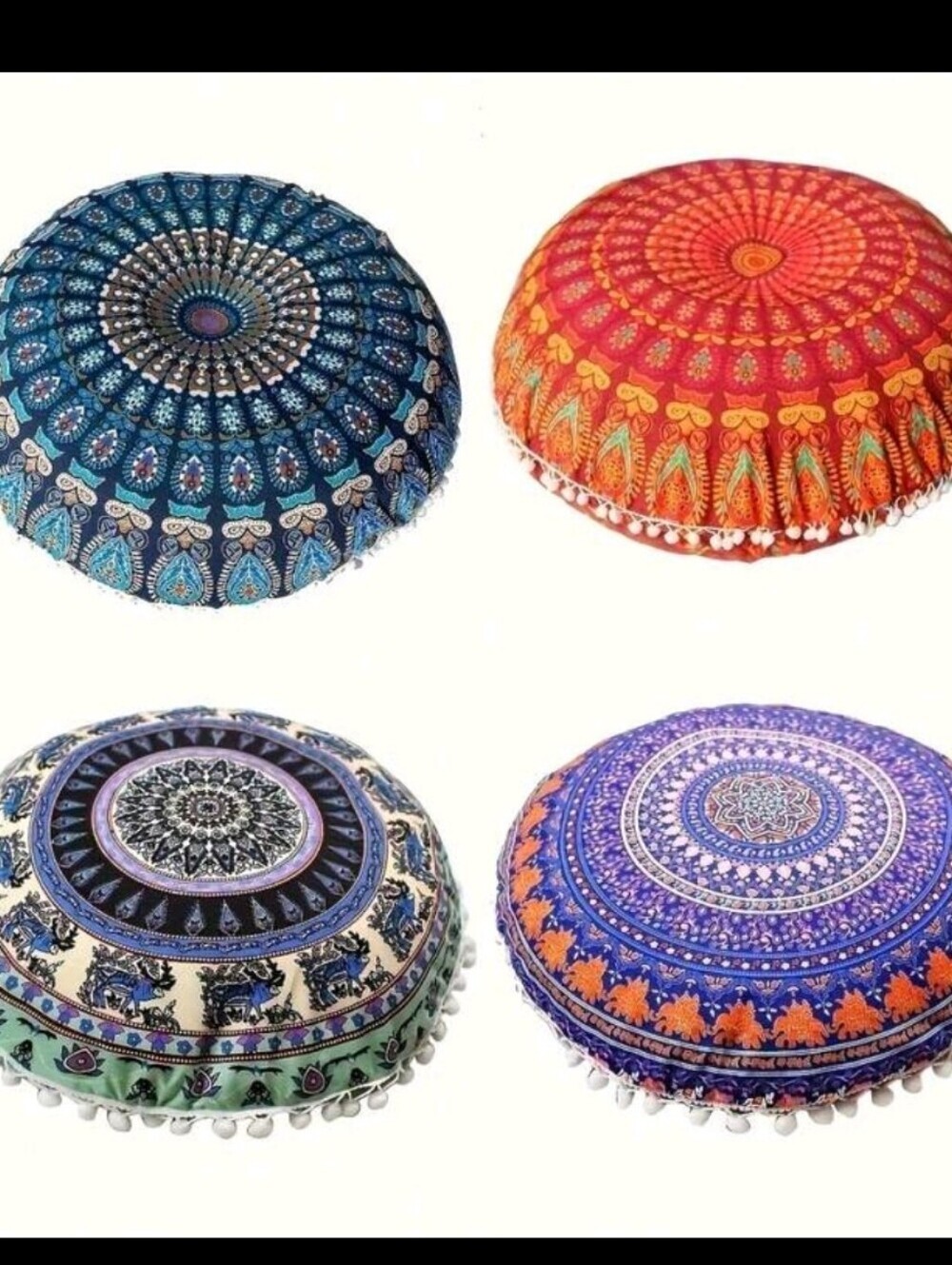 Bohemian Round Floor  PillownCushion COVERS   4 Pcs